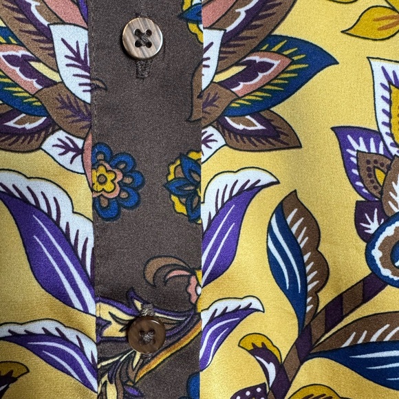 Rachel Zoe Yellow and Brown Paisley Button Down Shirt - Picture 3 of 6